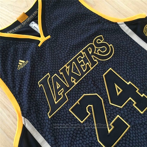 Maglia Los Angeles Lakers Kobe Bryant NO 24 Conmemorativa Retirado Nero